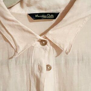 Massimo Dutti Semi Sher Button Down Fitted Shirt in Cream - Size S